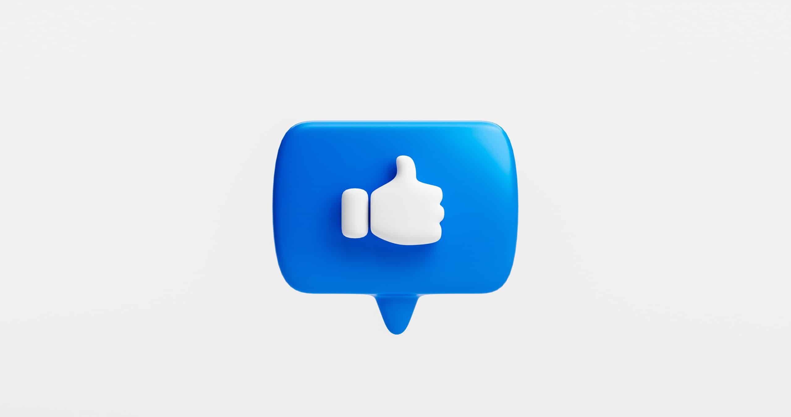 Blue bubble like button or icon thumbs up or like sign feedback